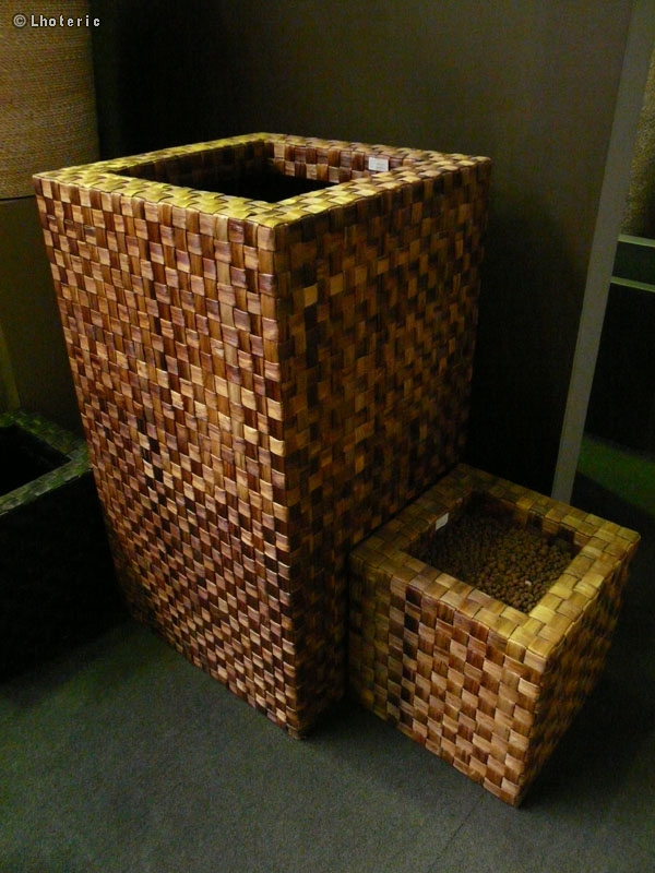Cache-pots en feuilles de palme tressÃ©e