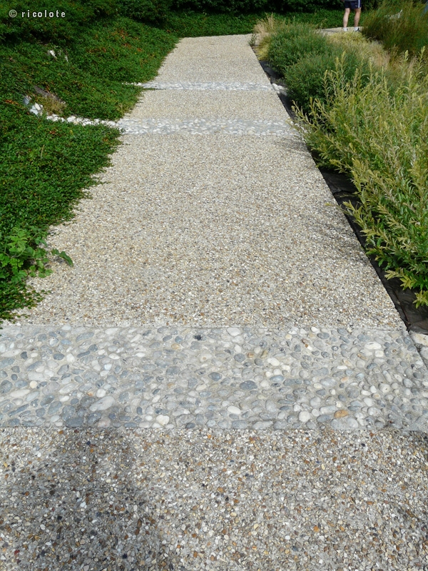 Chemin bÃ©ton lavÃ© + galets