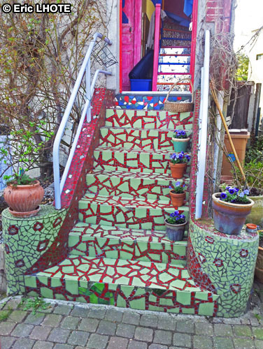 Escalier en mosaÃ¯que de cÃ©ramiques