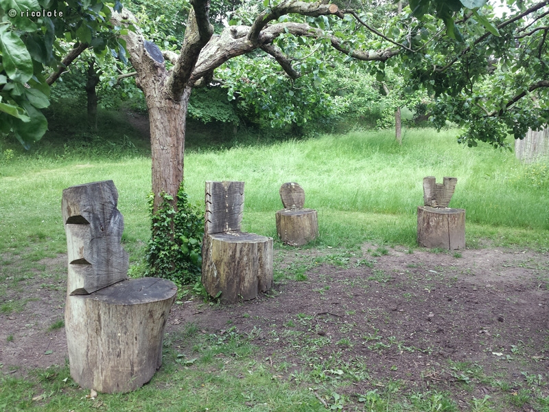 SiÃ¨ges en rondins de bois tronÃ§onnÃ©s